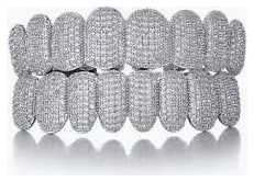 Grillz-Set für oben und unten, rundum mit Steinen besetzt